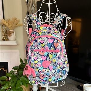 Kipling Kids Heart-Print Backpack in Pink & Blue